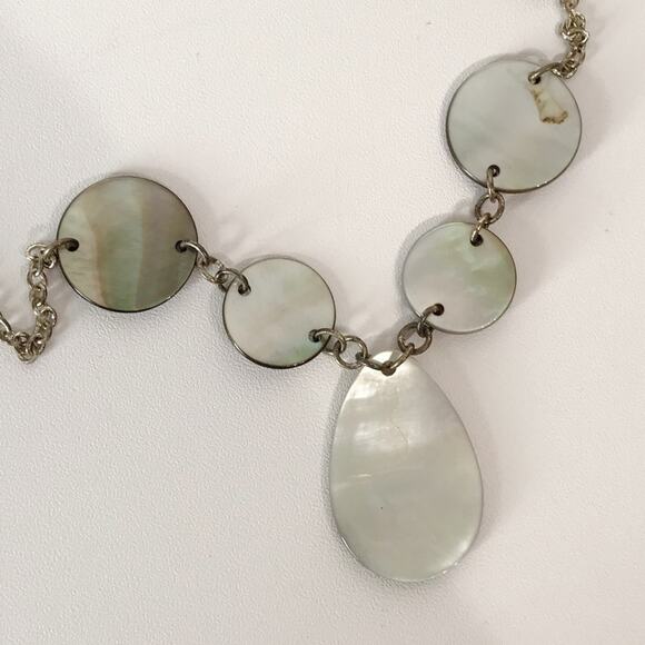 Premier Designs Tahiti Mother of Pearl Silver Plated Boho Chic Necklace - Picture 8 of 12